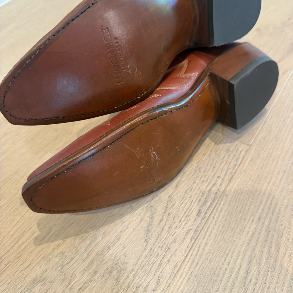 NWT Lucchese Tan Leather Cowboy Boots - Picture 5 of 6